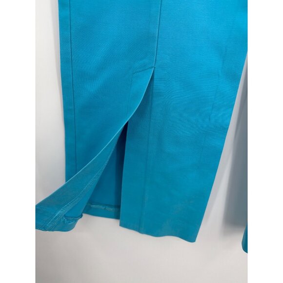 Trina Turk sz 8 Womens 32W Slit Front Flare Pants Turquoise Tencel Blend - Picture 4 of 7